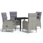 vidaXL Juego de comedor para jardín 5 piezas con cojines gris y negro vidaXL Juego de comedor para jardín 5 piezas con cojines gris y negro