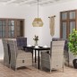vidaXL Juego de comedor de jardín 7 piezas con cojines gris y negro vidaXL Juego de comedor de jardín 7 piezas con cojines gris y negro