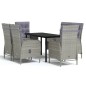 vidaXL Juego de comedor de jardín 7 piezas con cojines gris y negro vidaXL Juego de comedor de jardín 7 piezas con cojines gris y negro