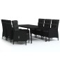 vidaXL Juego de comedor de jardín 7 piezas con cojines negro vidaXL Juego de comedor de jardín 7 piezas con cojines negro