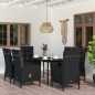 vidaXL Juego de comedor de jardín 7 piezas con cojines negro vidaXL Juego de comedor de jardín 7 piezas con cojines negro
