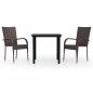 vidaXL Juego de comedor de jardín 3 piezas marrón y negro vidaXL Juego de comedor de jardín 3 piezas marrón y negro