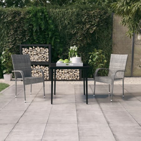 vidaXL Juego de comedor de jardín 3 piezas gris y negro