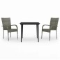 vidaXL Juego de comedor de jardín 3 piezas gris y negro vidaXL Juego de comedor de jardín 3 piezas gris y negro