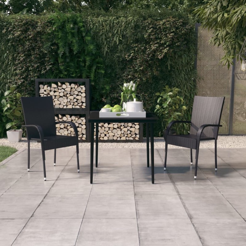 vidaXL Juego de comedor para jardín 3 piezas negro vidaXL Juego de comedor para jardín 3 piezas negro