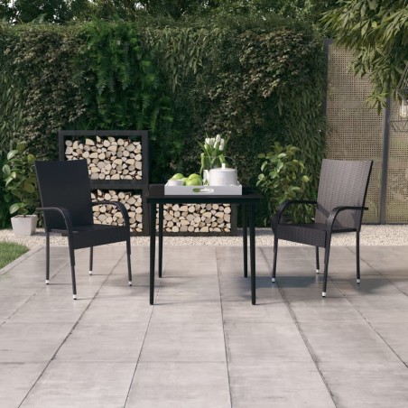 vidaXL Juego de comedor para jardín 3 piezas negro