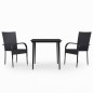 vidaXL Juego de comedor para jardín 3 piezas negro vidaXL Juego de comedor para jardín 3 piezas negro