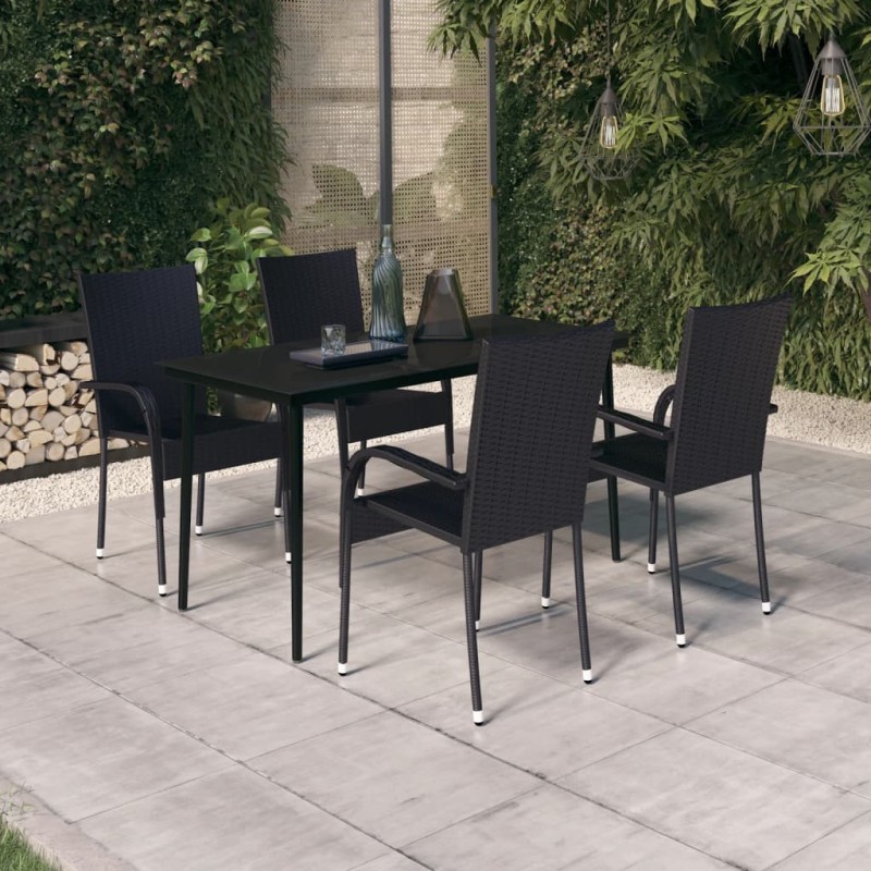 vidaXL Juego de comedor para jardín 5 piezas negro