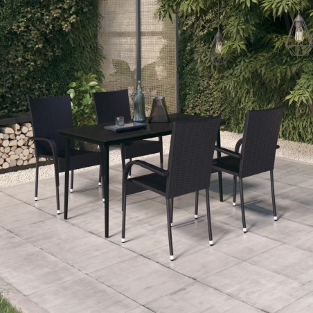 vidaXL Juego de comedor para jardín 5 piezas negro
