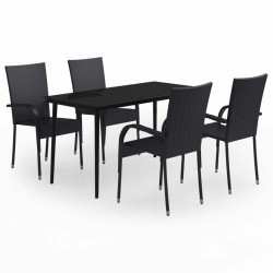 vidaXL Juego de comedor para jardín 5 piezas negro