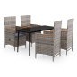 vidaXL Juego de comedor de jardín 5 piezas con cojines gris vidaXL Juego de comedor de jardín 5 piezas con cojines gris