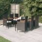 vidaXL Juego de comedor de jardín 7 piezas con cojines negro vidaXL Juego de comedor de jardín 7 piezas con cojines negro