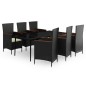 vidaXL Juego de comedor de jardín 7 piezas con cojines negro vidaXL Juego de comedor de jardín 7 piezas con cojines negro
