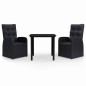 vidaXL Juego de comedor de jardín 3 piezas con cojines negro