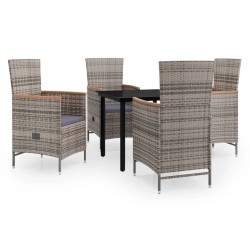 vidaXL Juego de comedor de jardín 5 piezas con cojines gris