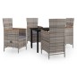 vidaXL Juego de comedor de jardín 5 piezas con cojines gris vidaXL Juego de comedor de jardín 5 piezas con cojines gris