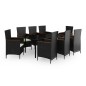 vidaXL Juego de comedor de jardín 9 piezas con cojines negro vidaXL Juego de comedor de jardín 9 piezas con cojines negro