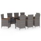 vidaXL Juego de comedor de jardín 9 pzas con cojines gris vidaXL Juego de comedor de jardín 9 pzas con cojines gris