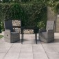 vidaXL Juego de comedor de jardín 3 piezas con cojines gris vidaXL Juego de comedor de jardín 3 piezas con cojines gris