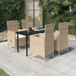 vidaXL Juego de comedor de jardín 5 piezas con cojines beige