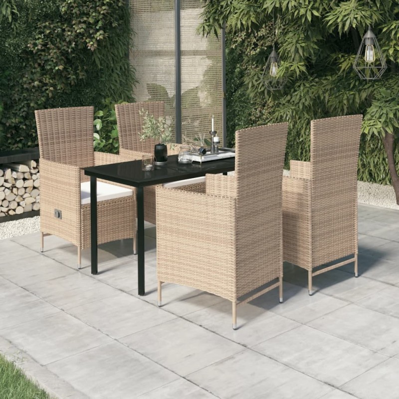 vidaXL Juego de comedor de jardín 5 piezas con cojines beige vidaXL Juego de comedor de jardín 5 piezas con cojines beige