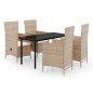 vidaXL Juego de comedor de jardín 5 piezas con cojines beige vidaXL Juego de comedor de jardín 5 piezas con cojines beige