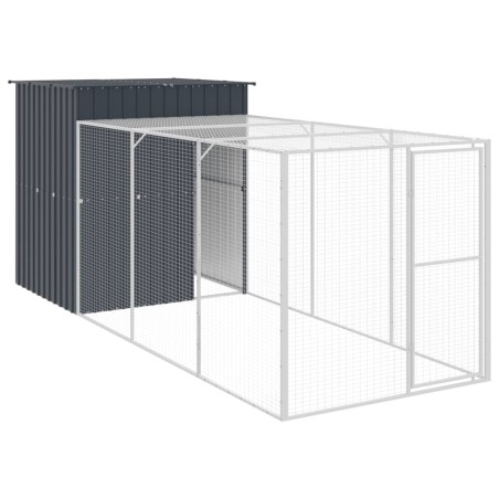 vidaXL Gallinero con corral acero galvanizado gris 165x455x181 cm