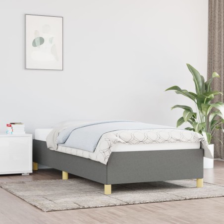 vidaXL Estructura de cama de tela gris oscuro 90x190 cm
