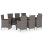 vidaXL Juego de comedor de jardín 9 pzas con cojines gris vidaXL Juego de comedor de jardín 9 pzas con cojines gris