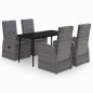 vidaXL Juego de comedor de jardín 5 piezas con cojines gris