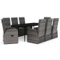 vidaXL Juego de comedor de jardín 9 pzas con cojines gris vidaXL Juego de comedor de jardín 9 pzas con cojines gris