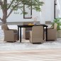 vidaXL Juego de comedor de jardín 5 piezas con cojines marrón