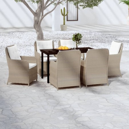 vidaXL Juego de comedor de jardín 7 piezas marrón