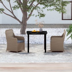 vidaXL Juego de comedor de jardín 3 piezas con cojines marrón
