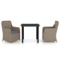 vidaXL Juego de comedor de jardín 3 piezas con cojines marrón vidaXL Juego de comedor de jardín 3 piezas con cojines marrón
