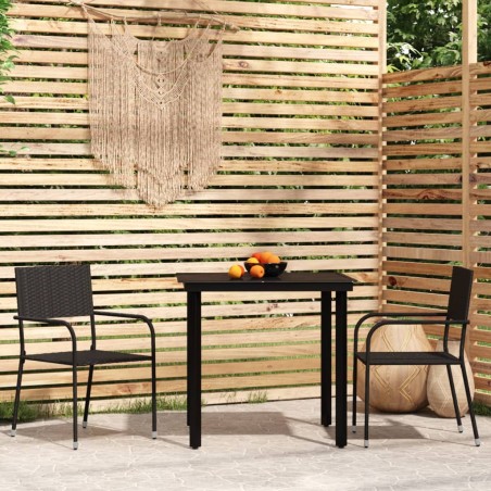 vidaXL Juego de comedor para jardín 3 piezas negro