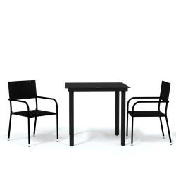vidaXL Juego de comedor para jardín 3 piezas negro