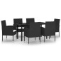 vidaXL Juego de comedor para jardín 7 piezas negro vidaXL Juego de comedor para jardín 7 piezas negro
