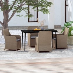 vidaXL Juego de comedor de jardín 5 piezas con cojines marrón