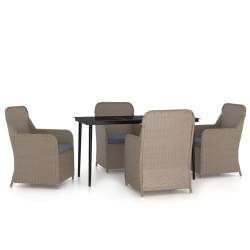 vidaXL Juego de comedor de jardín 5 piezas con cojines marrón