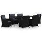 vidaXL Juego de comedor para jardín 7 piezas negro