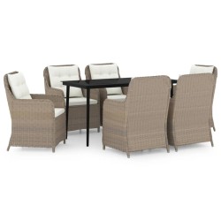 vidaXL Juego de comedor de jardín 7 piezas marrón