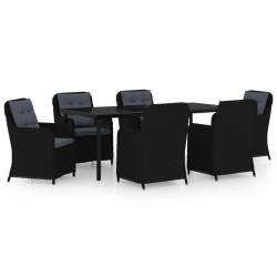 vidaXL Juego de comedor para jardín 7 piezas negro