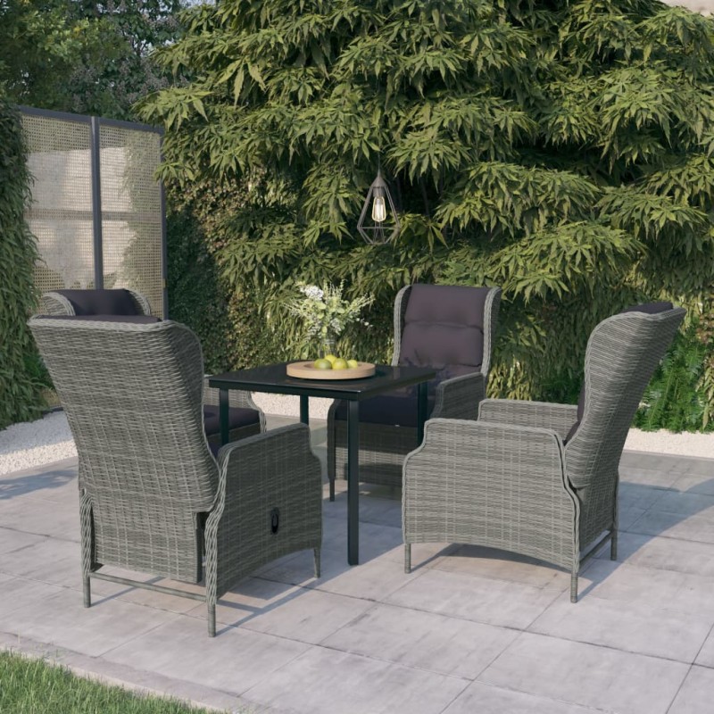 vidaXL Juego de comedor para jardín 5 piezas ratán sintético gris vidaXL Juego de comedor para jardín 5 piezas ratán sintético gris