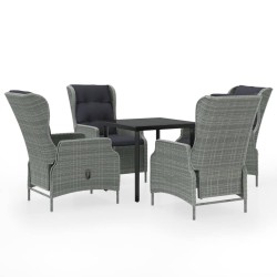 vidaXL Juego de comedor para jardín 5 piezas ratán sintético gris