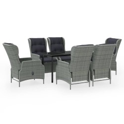 vidaXL Juego de comedor de jardín 7 piezas ratán sintético gris