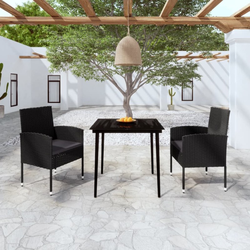 vidaXL Juego de comedor para jardín 3 piezas negro vidaXL Juego de comedor para jardín 3 piezas negro