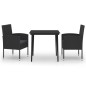 vidaXL Juego de comedor para jardín 3 piezas negro vidaXL Juego de comedor para jardín 3 piezas negro