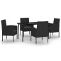 vidaXL Juego de comedor para jardín 5 piezas negro vidaXL Juego de comedor para jardín 5 piezas negro