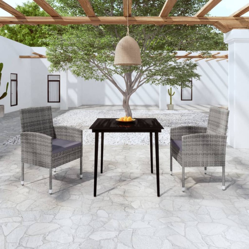 vidaXL Juego de comedor de jardín 3 piezas gris antracita vidaXL Juego de comedor de jardín 3 piezas gris antracita